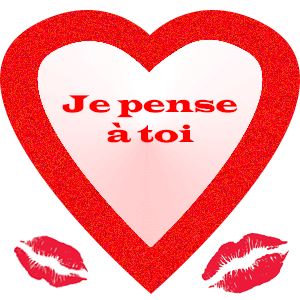 Gif animé je pense à toi coeur blanc